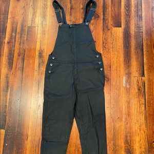 Current Elliott Black Waxed Denim overalls